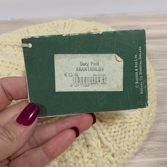 Bonner Of Ireland Handknit Wool Beret Natural Cream NWT - Picture 3 of 6